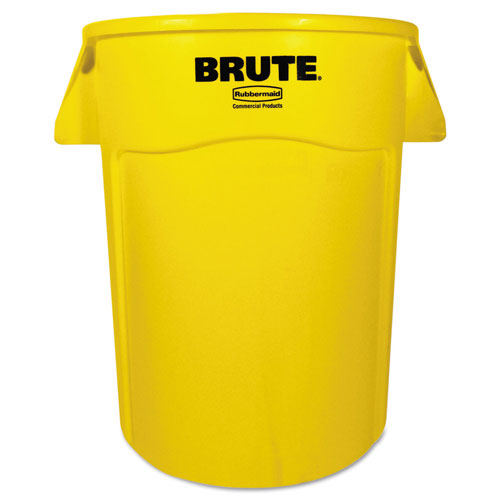 Rubbermaid Brute Vented Trash Receptacle, Round, 44 gal, Yellow