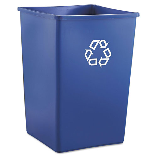 Rubbermaid Recycling Container, Square, Plastic, 35 gal, Blue