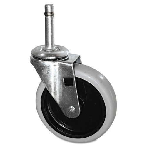 Rubbermaid Replacement Swivel Bayonet Casters, 4" Wheel, Thermoplastic Rubber, Black