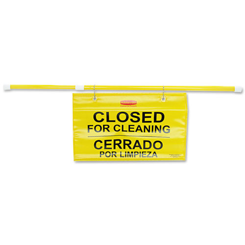 Rubbermaid Site Safety Hanging Sign, 50" x 1" x 13", Multi-Lingual, Yellow