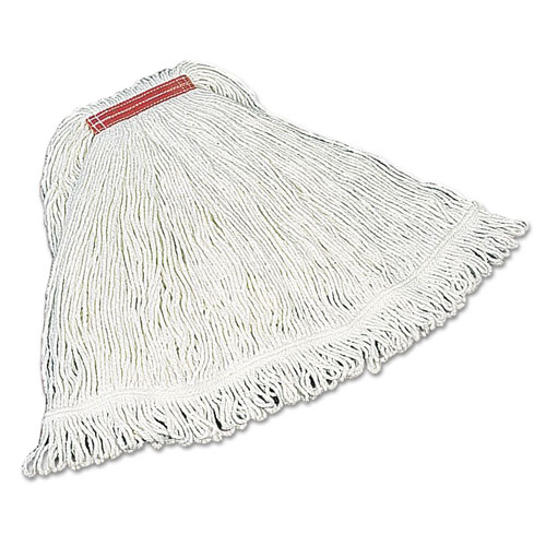 Rubbermaid Super Stitch Rayon Mop Heads, Cotton/Synthetic, White, Large