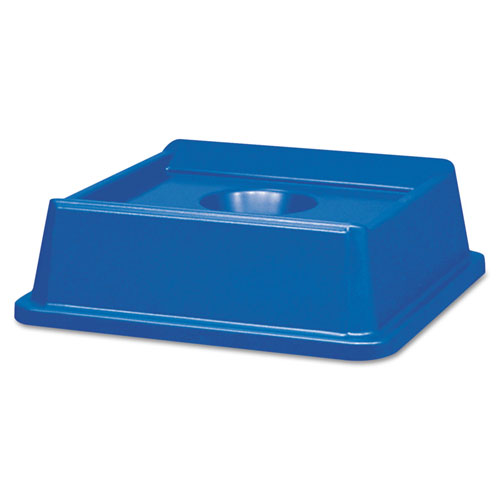 Rubbermaid Untouchable Bottle and Can Recycling Top, Square, 20.13w x 20.13d x 6.25h, Blue