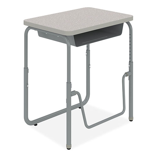 Safco AlphaBetter 2.0 Height-Adjustable Student Desk with Pendulum Bar, 27.75" x 19.75" x 22" to 30", Pebble Gray