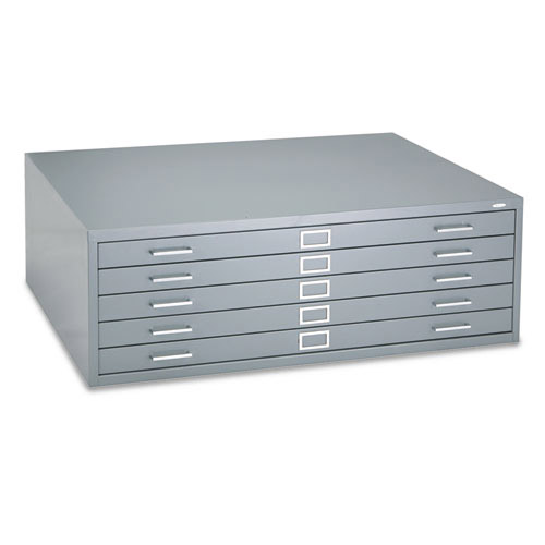 Safco Five Drawer Steel Flat File, Stackable, For Sheets to 43 x 32, Gray