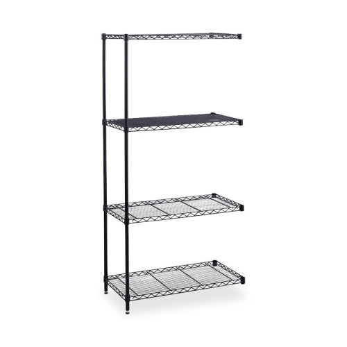 Safco Industrial Wire Shelving Add-On, 36" x 24", 4 Shelves, Black