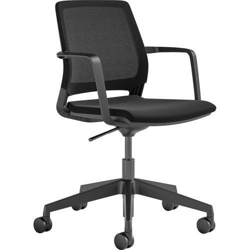 Safco Medina Conference Chair, Supports Up to 300 lb, 17" to 22" Seat Height, Black Seat/Back/Base, Ships in 1-3 Business Days