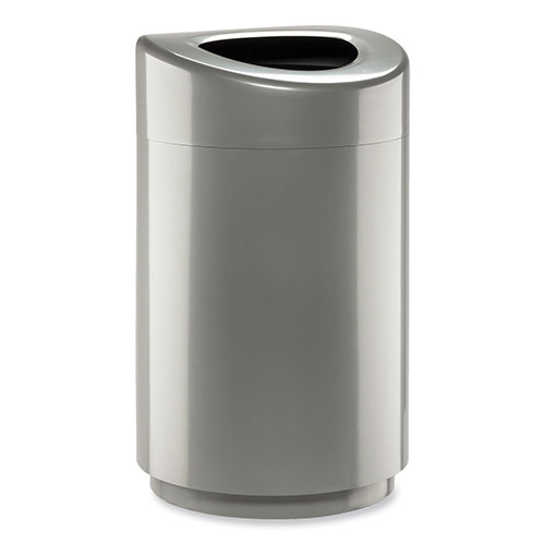 Safco Open Top Round Waste Receptacle, 30 gal, Steel, Silver