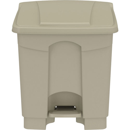 Safco Plastic Step-On Receptacle, 20 gal, Metal, Tan, Ships in 1-3 Business Days