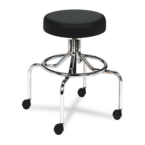 Safco Screw Lift Stool with High Base, Height Adjustable 25" to 33", Chrome/Black