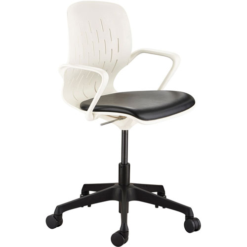 Safco Shell Desk Chair, Supports Up to 275 lb, 17" to 20" High Black Seat, White Back, Black/White Base, Ships in 1-3 Business Days