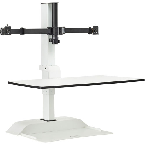 Safco Soar Electric Desktop Sit/Stand Dual Monitor Arm, For 27" Monitors, White, Supports 10 lbs, Ships in 1-3 Business Days