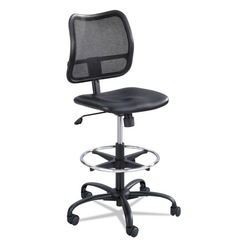 Safco Vue Series Mesh Extended-Height Chair, 33" Seat Height, Supports up to 250 lbs., Black Seat/Black Back, Black Base