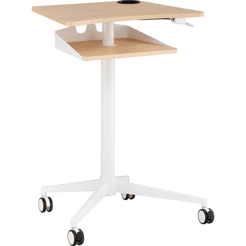 Safco VUM Mobile Workstation, 25.25" x 19.75" x 35.5" to 47.75", Natural/White, Ships in 1-3 Business Days