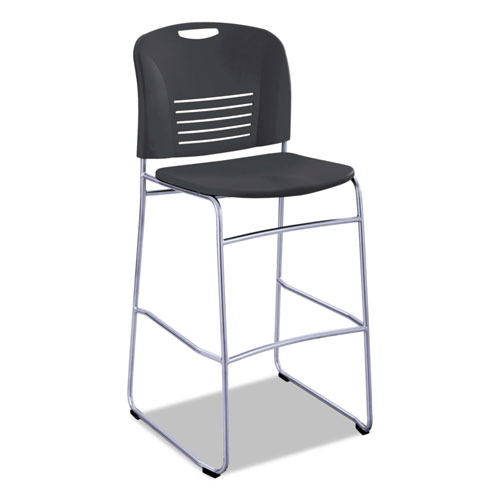 Safco Vy Sled Base Bistro Chair, Black Seat/Black Back, Silver Base
