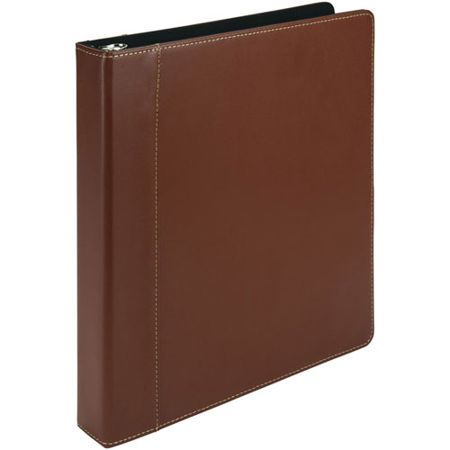 Samsill Contrast Stitch Leather Ring Binder - 1" Binder Capacity - Letter - 8 1/2" x 11" Sheet Size - 200 Sheet Capacity
