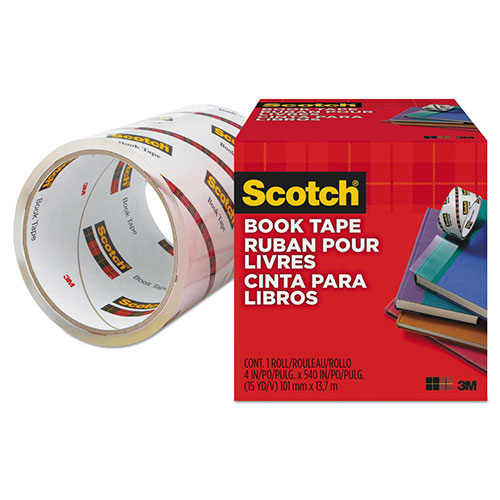 Scotch™ Book Tape, 3" Core, 4" x 15 yds, Clear