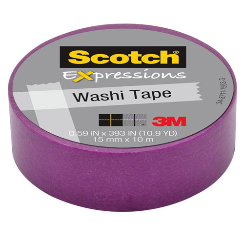 Scotch™ Expressions Washi Tape, 1.25" Core, 0.59" x 32.75 ft, Purple