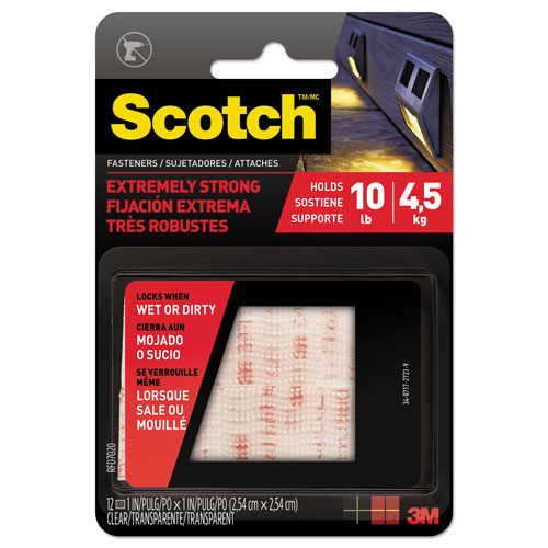 Scotch™ Extreme Fasteners, 1" x 1", White, 6/Pack