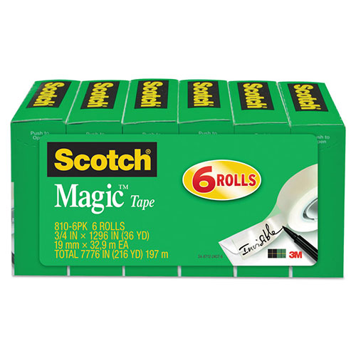 Scotch™ Magic Tape Refill, 1" Core, 0.75" x 36 yds, Clear, 6/Pack