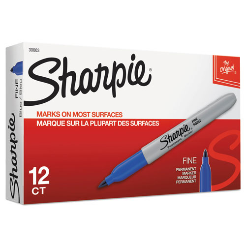 Sharpie® Fine Tip Permanent Marker, Blue, Dozen