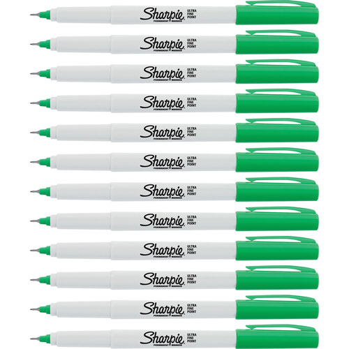 Sharpie® Permanent Markers, Ultra-Fine, 12/BX, Green