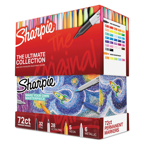 Sharpie® Permanent Markers Ultimate Collection, Assorted Tips, Assorted Colors, 72/Set