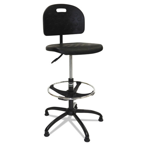 ShopSol Workbench Shop Chair, 32" Seat Height, Supports up to 250 lbs., Black Seat/Black Back, Black Base