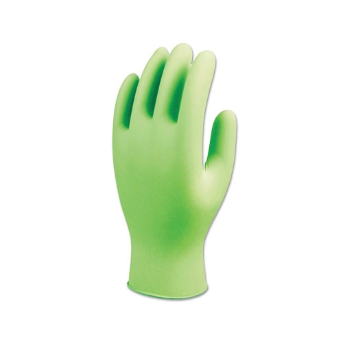 Showa 7705PFT Disposable Nitrile Gloves, Powder Free, 4 mil, Small, Fluorescent Green