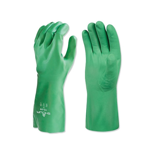 Showa Chemical Resistant Gloves, Size XL, 12 in L, Green, 1 PR