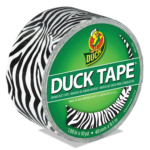 ShurTech Brands LLC Colored Duct Tape, 3" Core, 1.88" x 10 yds, Black/White Zebra