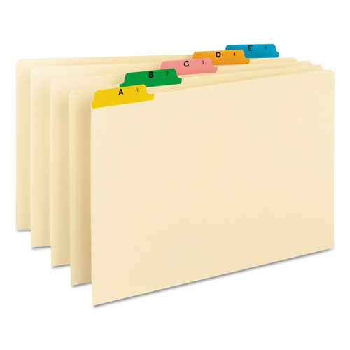 Smead Alphabetic Top Tab Indexed File Guide Set, 1/5-Cut Top Tab, A to Z, 8.5 x 14, Manila, 25/Set