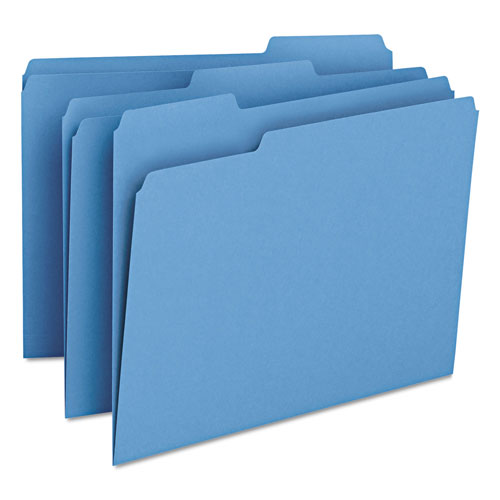 Smead Colored File Folders, 1/3-Cut Tabs, Letter Size, Blue, 100/Box