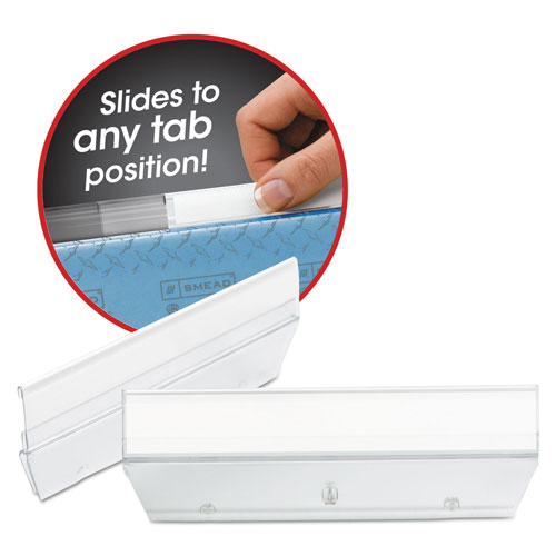 Smead Easy Slide Hanging Folder Tab, 1/3-Cut Tabs, White/Clear, 3.5" Wide, 18/Pack