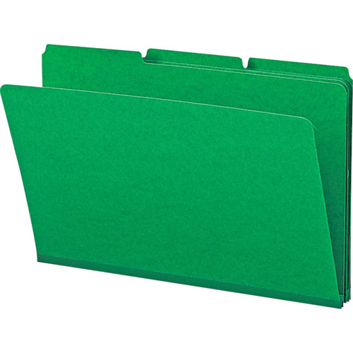 Smead Expanding Recycled Heavy Pressboard Folders, 1/3-Cut Tabs, 1" Expansion, Legal Size, Green, 25/Box