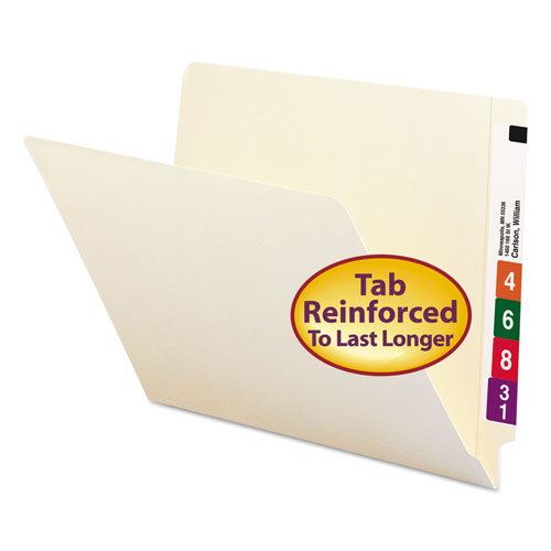 Smead Heavyweight Manila End Tab Folders, 9.5" Front, Straight Tab, Letter Size, 100/Box