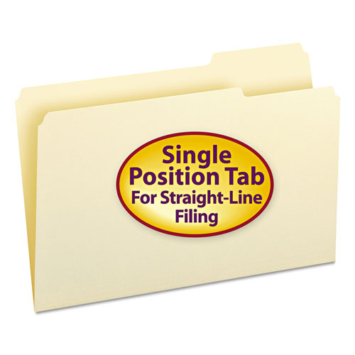 Smead Manila File Folders, 1/3-Cut Tabs, Right Position, Legal Size, 100/Box