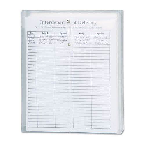 Smead Poly String & Button Interoffice Envelopes, String & Button Closure, 9.75 x 11.63, Clear, 5/Pack