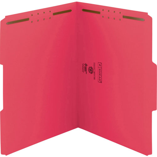 Smead Rec Fastener Folder, 1/3Cut, 11pt, 11-5/8" x 9-1/2", 50/BX, RD
