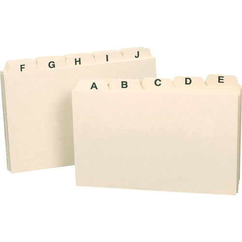Smead Self-Tab Card Guides, Alpha, 1/5 Tab, Manila, 5 x 3, 25/Set