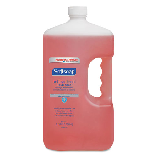 Softsoap Antibacterial Liquid Hand Soap Refill, Crisp Clean, Pink, 1gal Bottle, 4/Carton