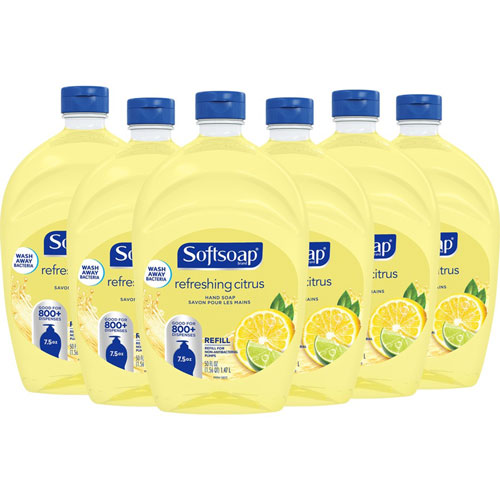 Softsoap Citrus Hand Soap Refill - Fresh Citrus Scent - 50 fl oz (1478.7 mL) - Bottle Dispenser - Dirt Remover, Bacteria Remover - Hand - Yellow - Residue-free, Non-sticky - 6 / Carton