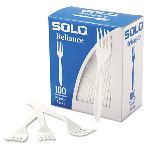 Solo Boxed Reliance Medium Heavy Weight Cutlery, Fork, White, 1000/Carton