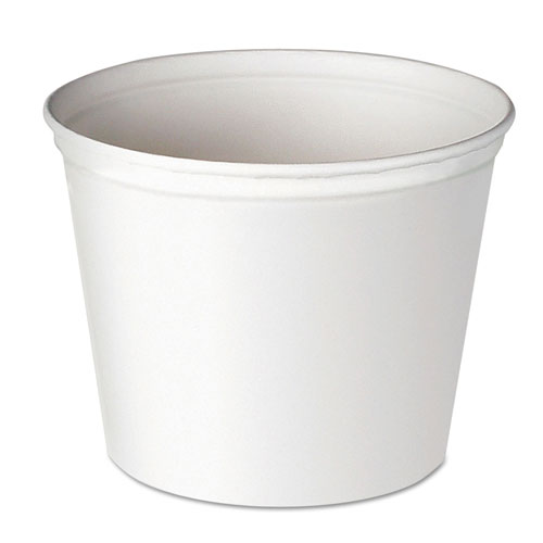 Solo Double Wrapped Paper Bucket, Unwaxed, White, 165oz, 100/Carton