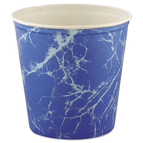 Solo Double Wrapped Paper Bucket, Waxed, Blue Marble, 165oz, 100/Carton