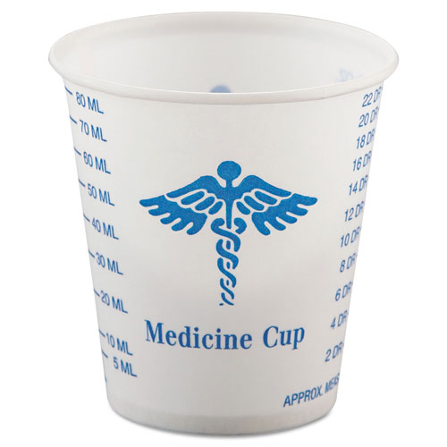 Solo Paper Medical & Dental Graduated Cups, 3oz, White/Blue, 100/Bag, 50 Bags/Carton