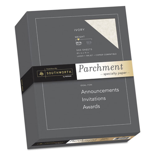 Southworth Parchment Specialty Paper, 24 lb, 8.5 x 11, Ivory, 500/Ream