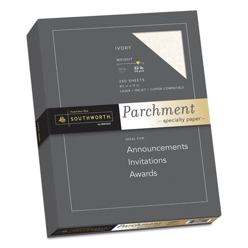 Southworth Parchment Specialty Paper, 32 lb, 8.5 x 11, Ivory, 250/Pack