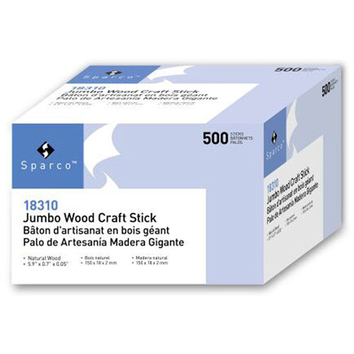 Sparco Jumbo Craft Sticks - Multipurpose - 0.05"Height x 5.90"Width x 0.70"Depth - 500 / Box - Brown - Wood