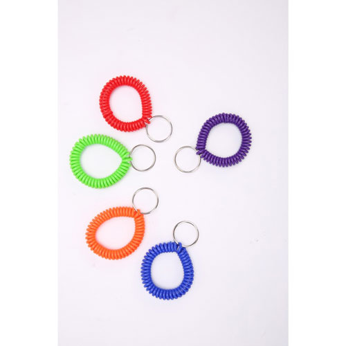 Sparco Split Ring Wrist Coil Key Holders, 2.1" x 2.1" x 2.4", 10/Pack, Assorted