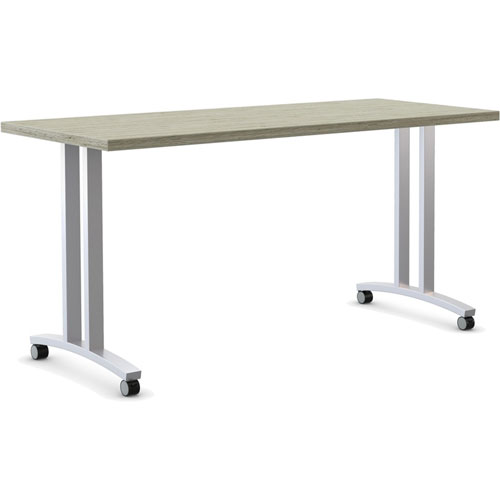Special-T Structure Series T-Leg Table Base - Powder Coated T-shaped, Metallic Silver Base - 2 Legs - Assembly Required